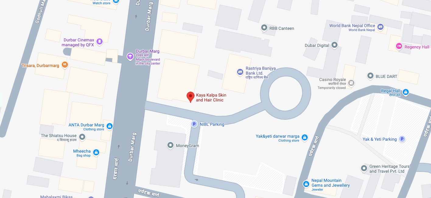 Map showing Kaya Kalpa Skin & Hair Clinic on Durbar Marg, Kathmandu